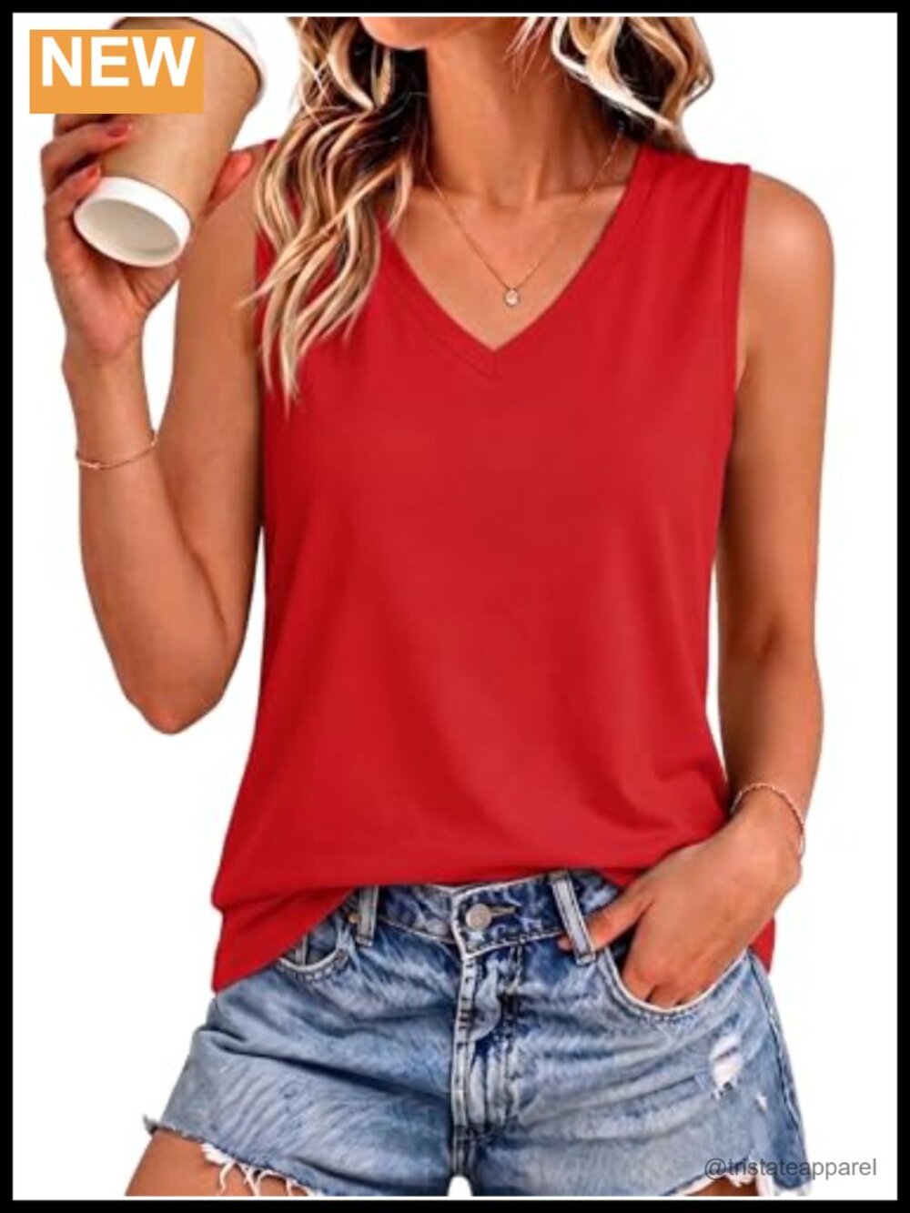 Sleeveless V Neck Tank Top Loose Fit Tunic Summer Blouse